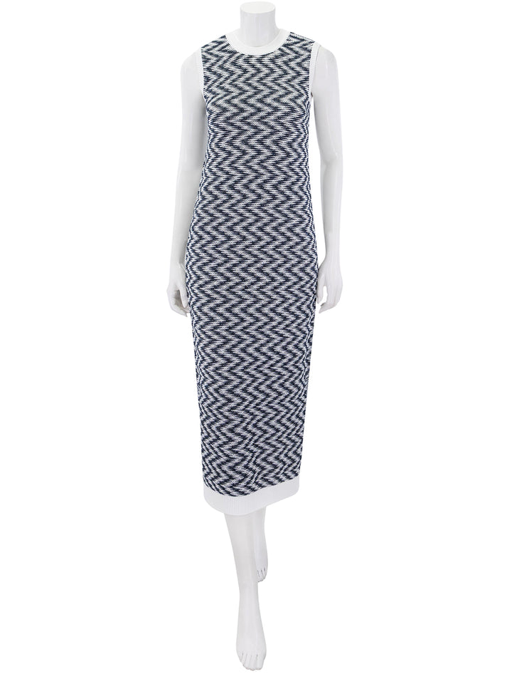 olivia zig zag knitted dress in cloud and navy