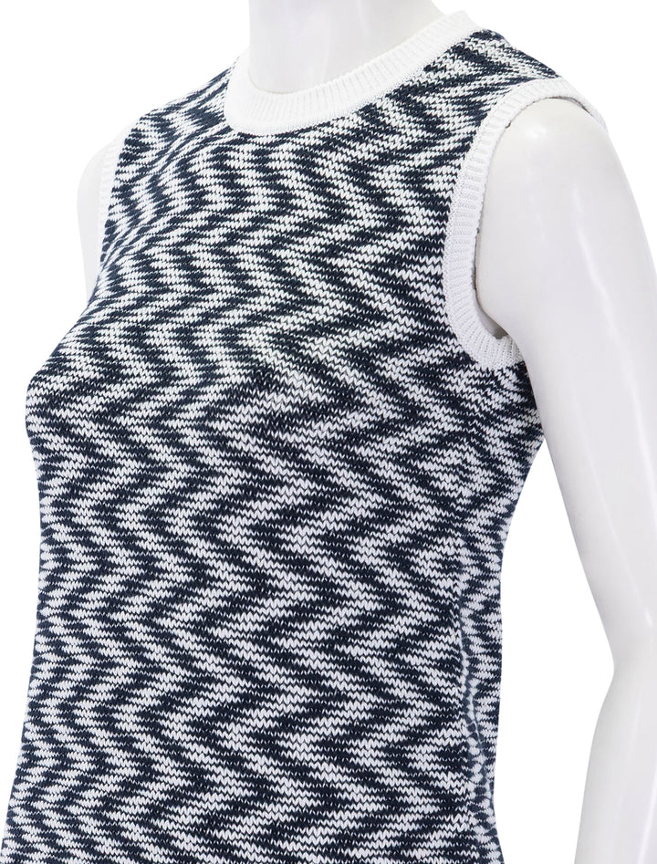 olivia zig zag knitted dress in cloud and navy