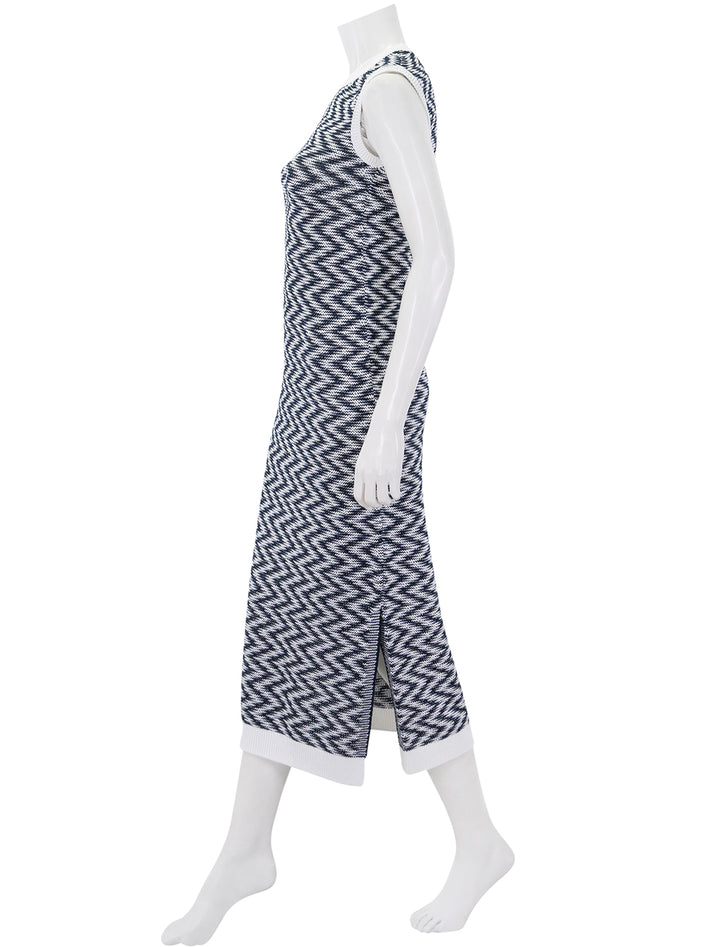 olivia zig zag knitted dress in cloud and navy