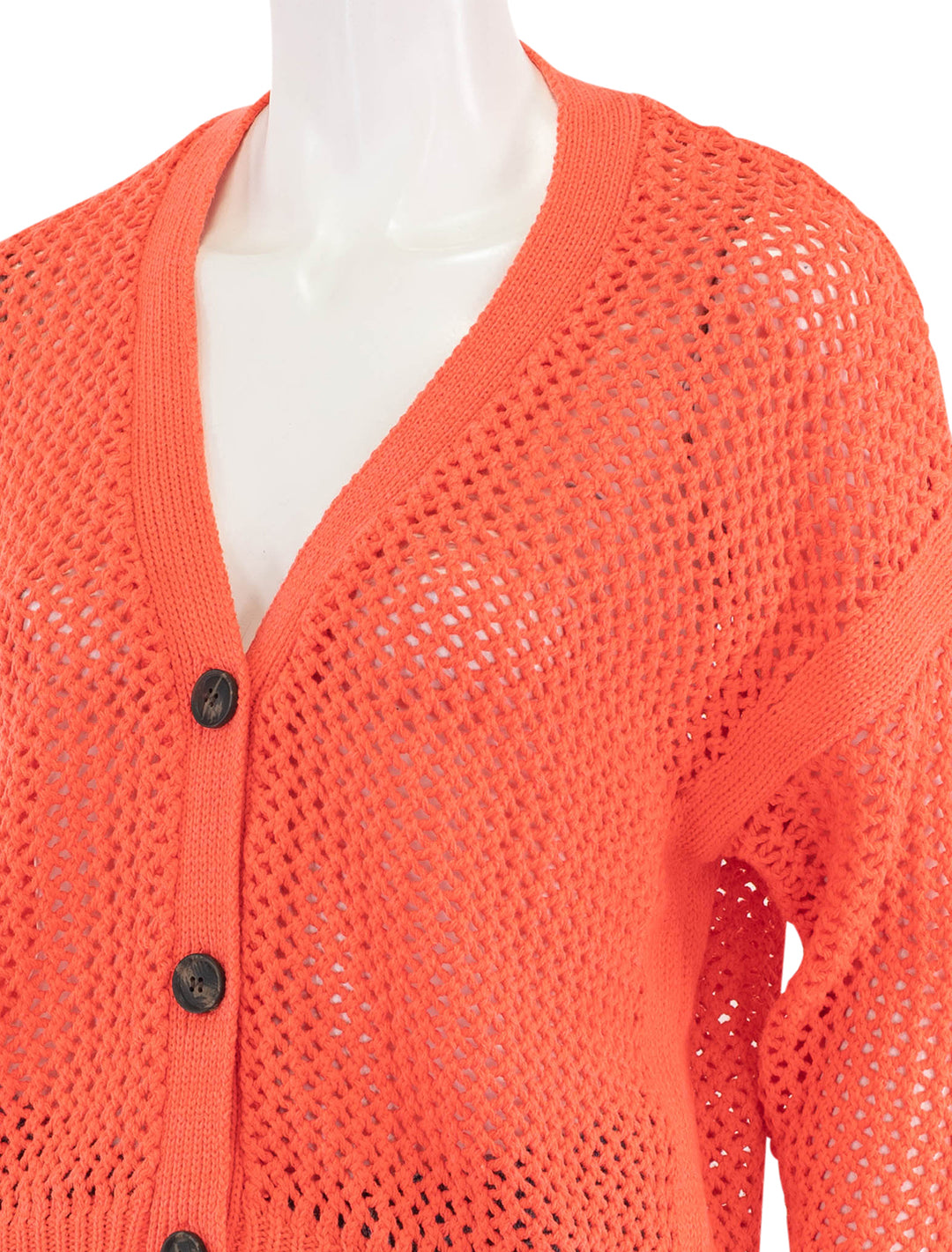 maggie fishnet cardigan in hot coral