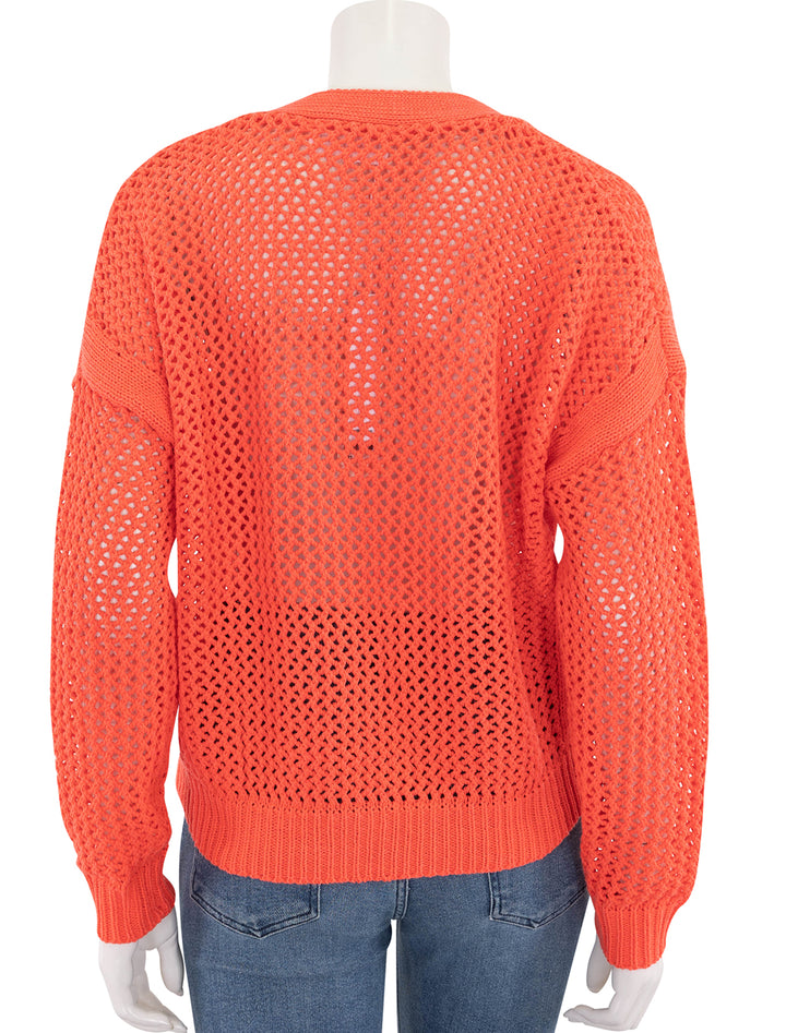 maggie fishnet cardigan in hot coral