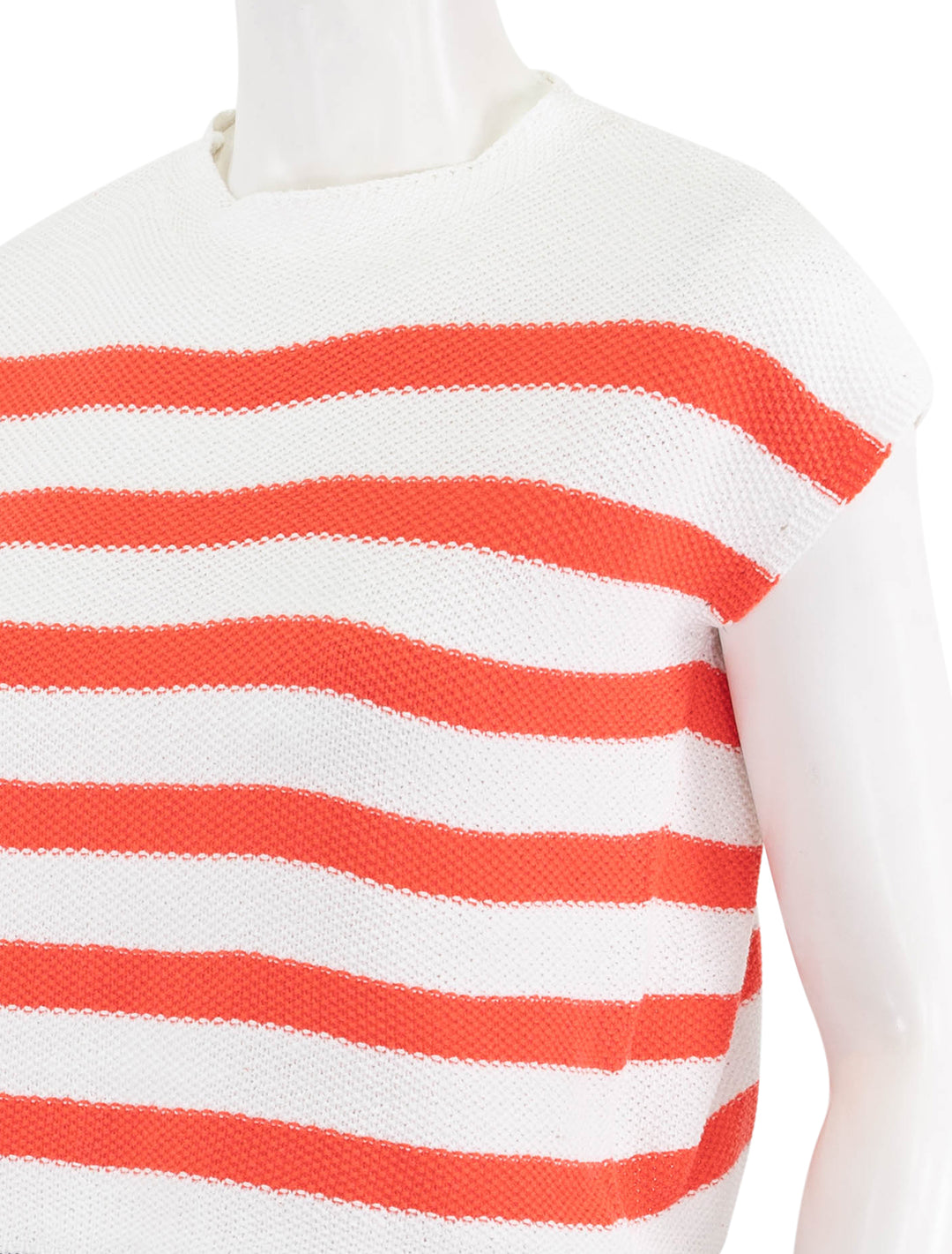 gillian crop sweater in hot coral and white stripe