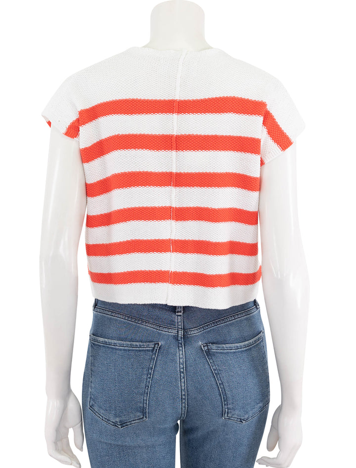 gillian crop sweater in hot coral and white stripe