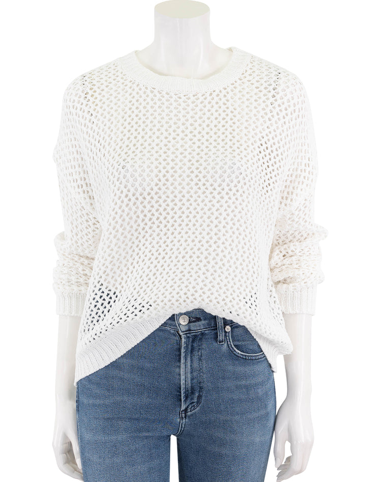 alanna long sleeve fishnet pullover in white