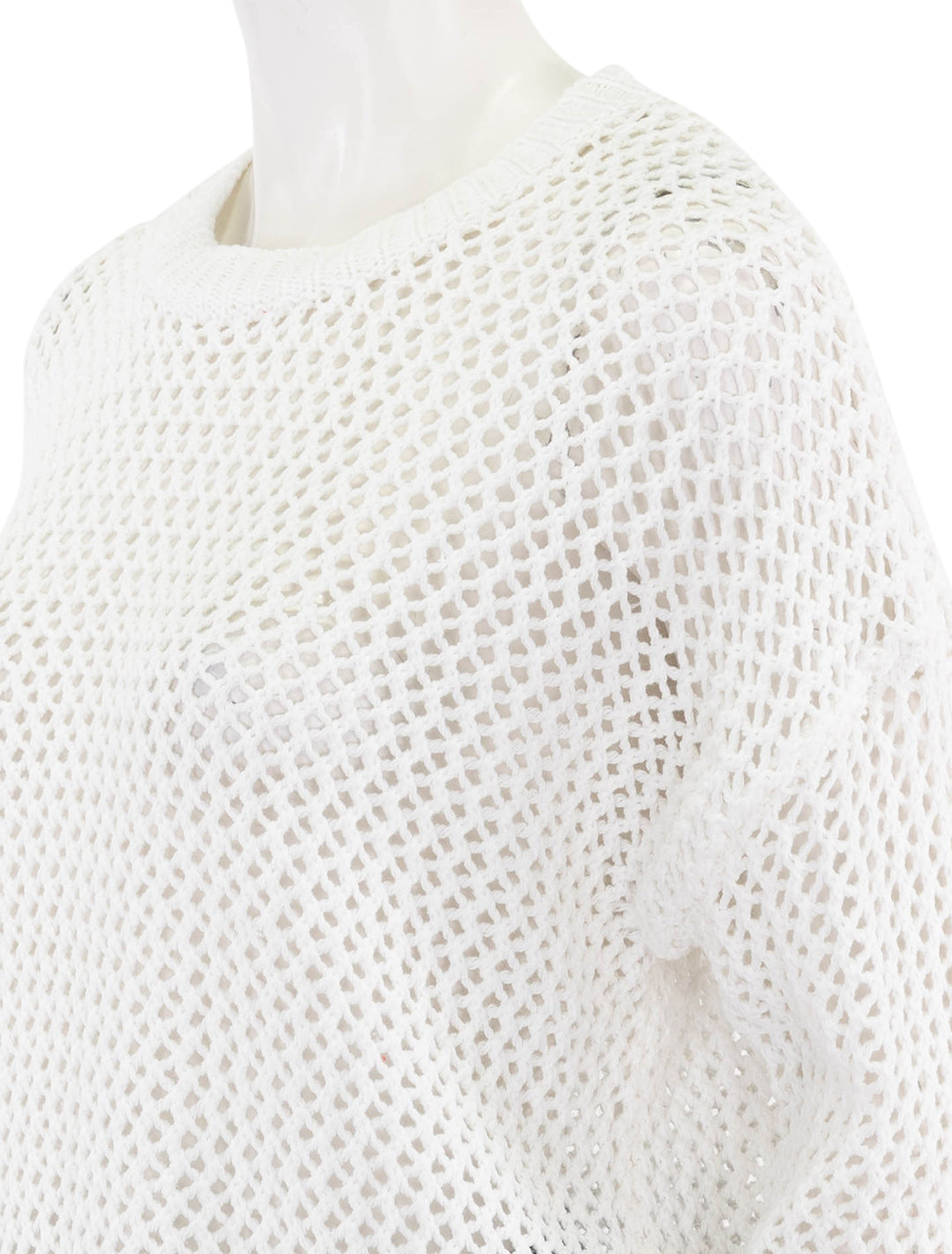 alanna long sleeve fishnet pullover in white