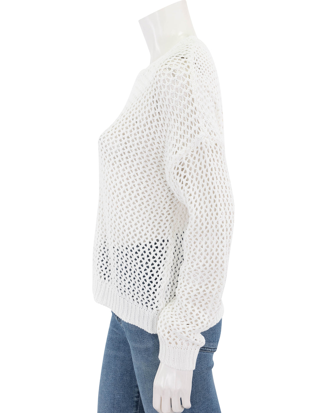 alanna long sleeve fishnet pullover in white