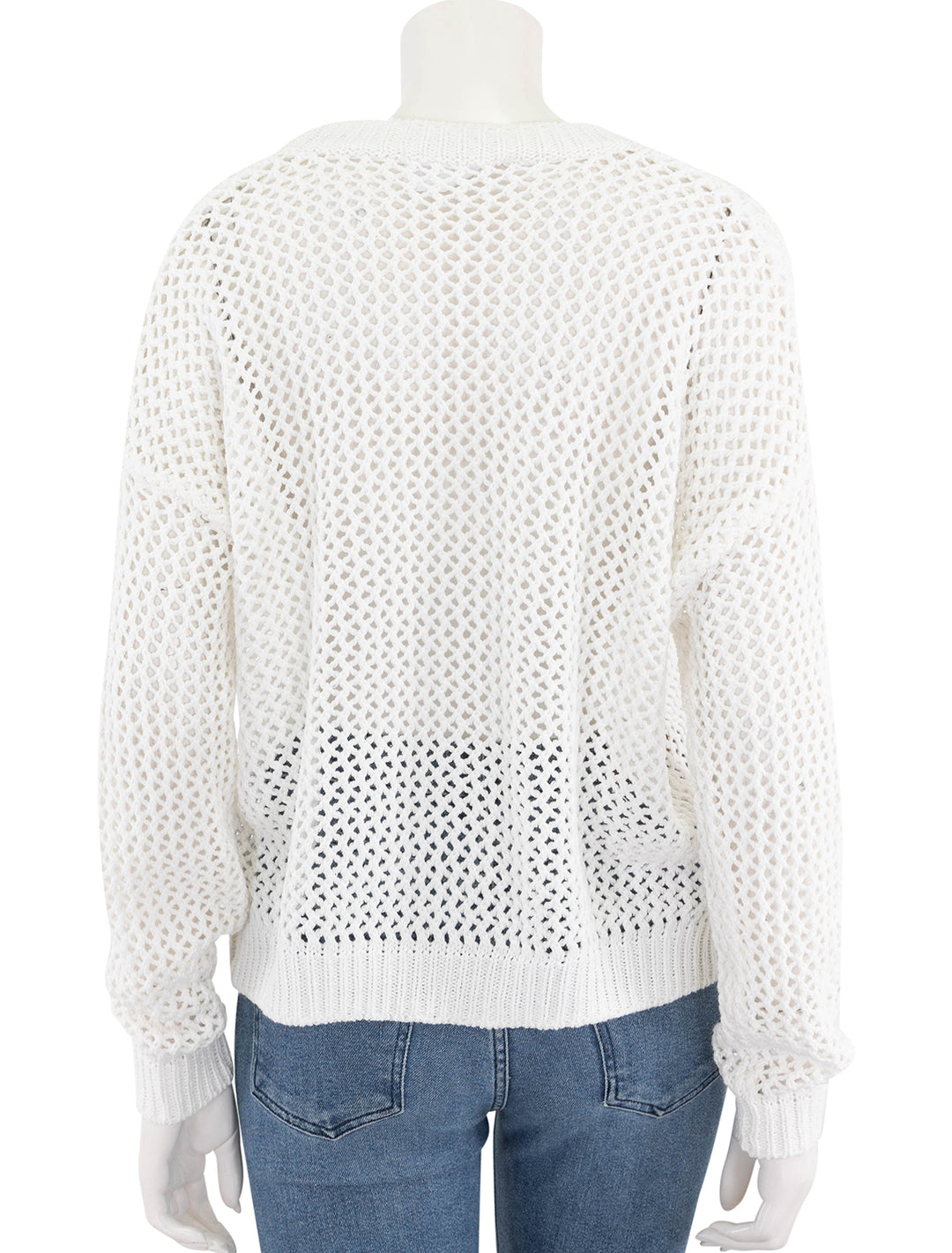 alanna long sleeve fishnet pullover in white