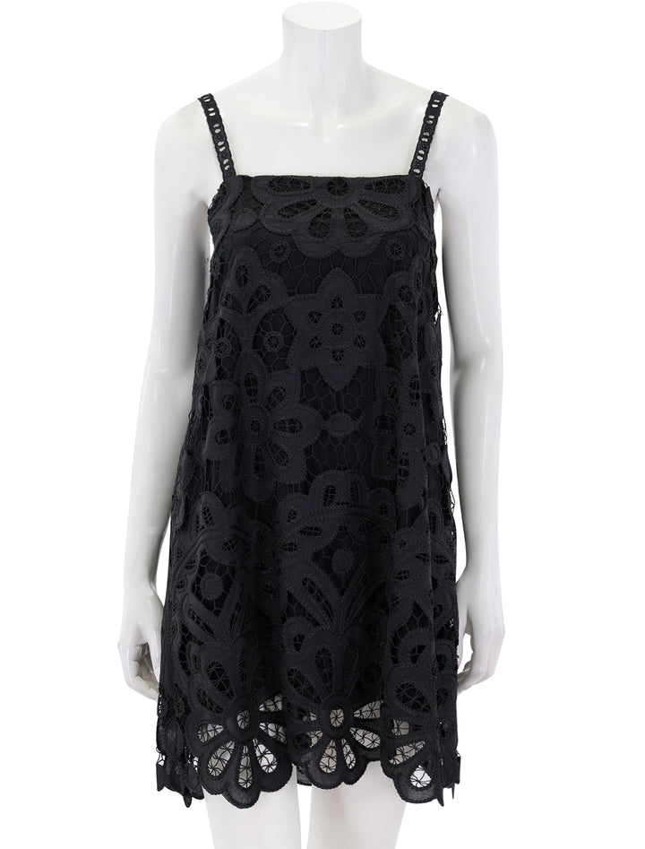 roxie scallop mini dress in black lace