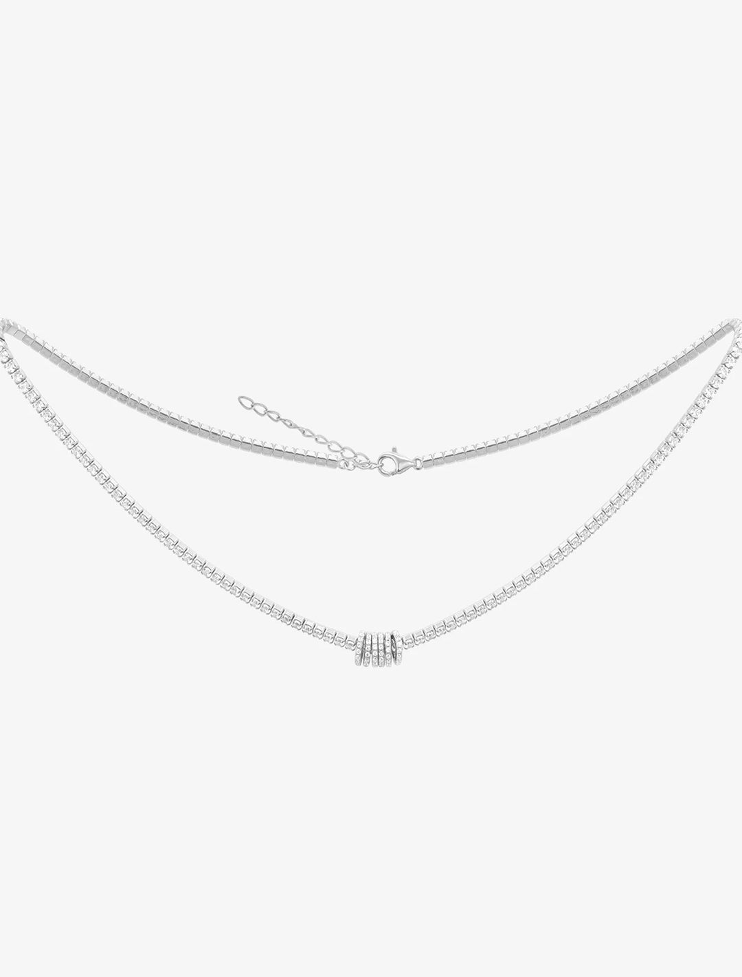 gaia tennis diamond necklace in silver