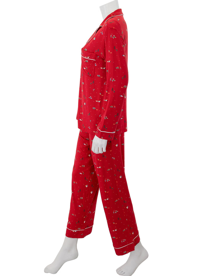 side view of gisele long pj set in winter wonderland