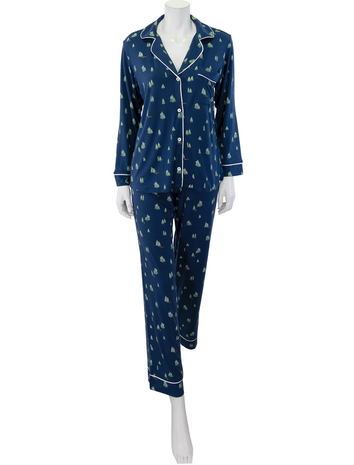 front view of gisele long pj set in woodland pine