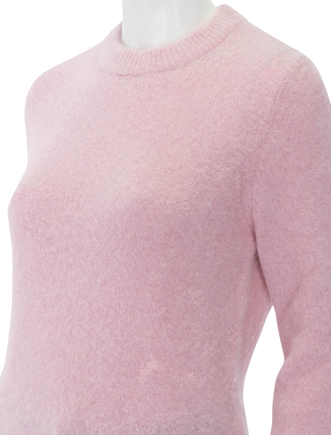 brushed alpaca o-neck sweater in chalk pink