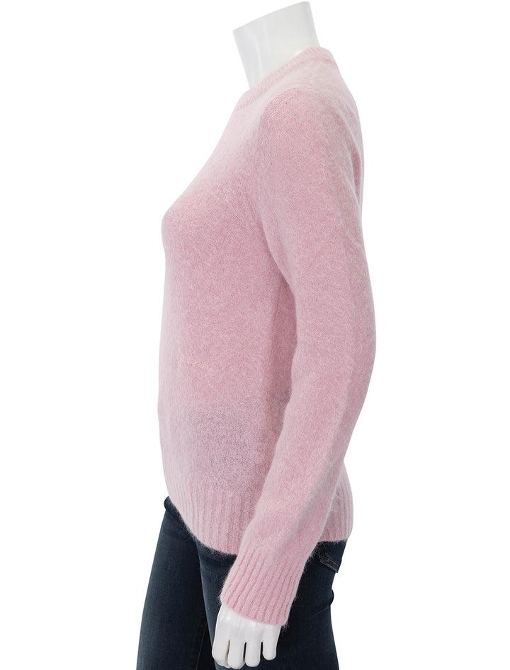 brushed alpaca o-neck sweater in chalk pink