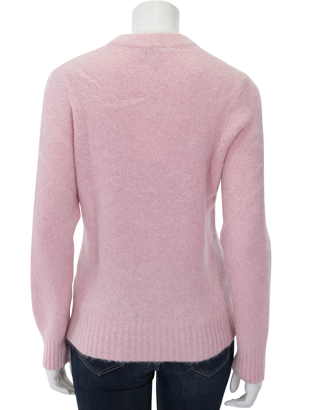 brushed alpaca o-neck sweater in chalk pink