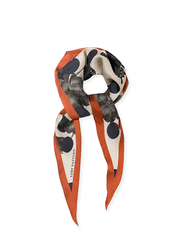 noir floral silk diamond neckerchief caramel