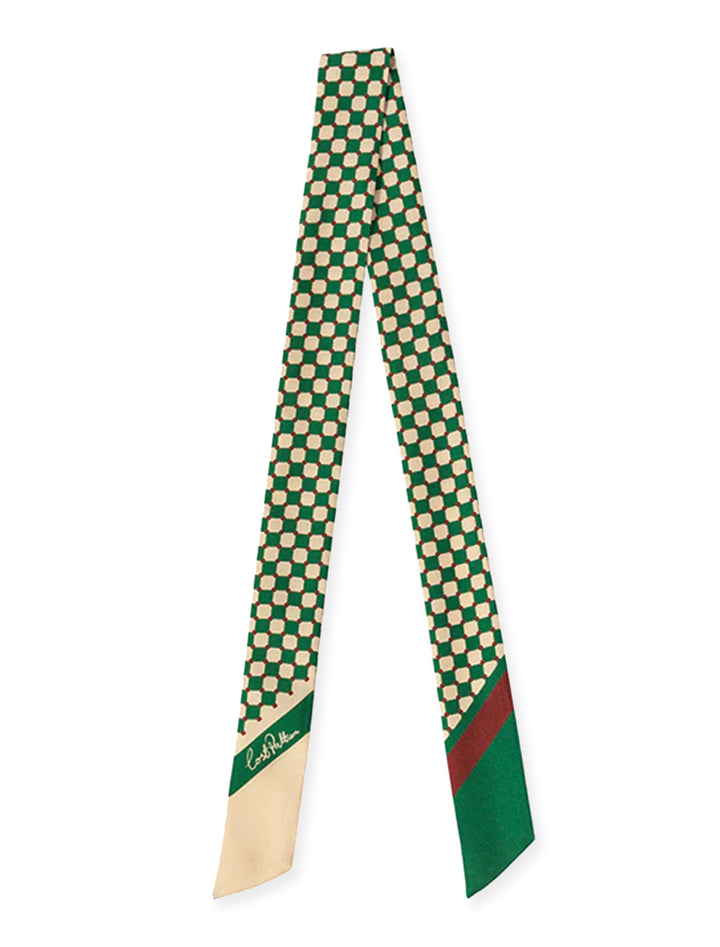 checkboard skinny scarf in green