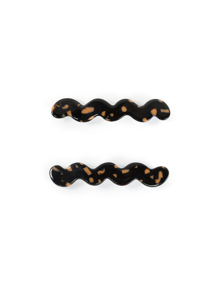 eco cloud wave slide hair pin set in black terazzo