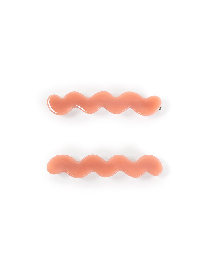 eco cloud wave slide hair pin set in coral pink