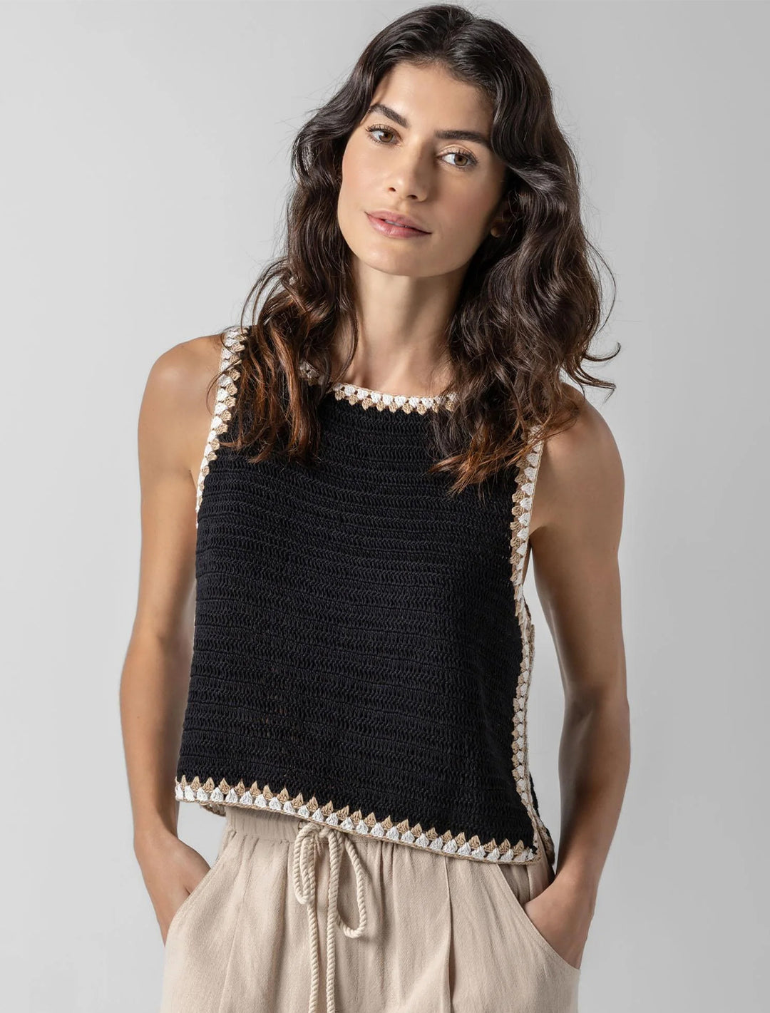 crochet tank in black