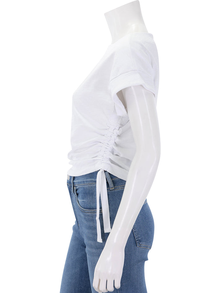 ruched side boatneck top in white