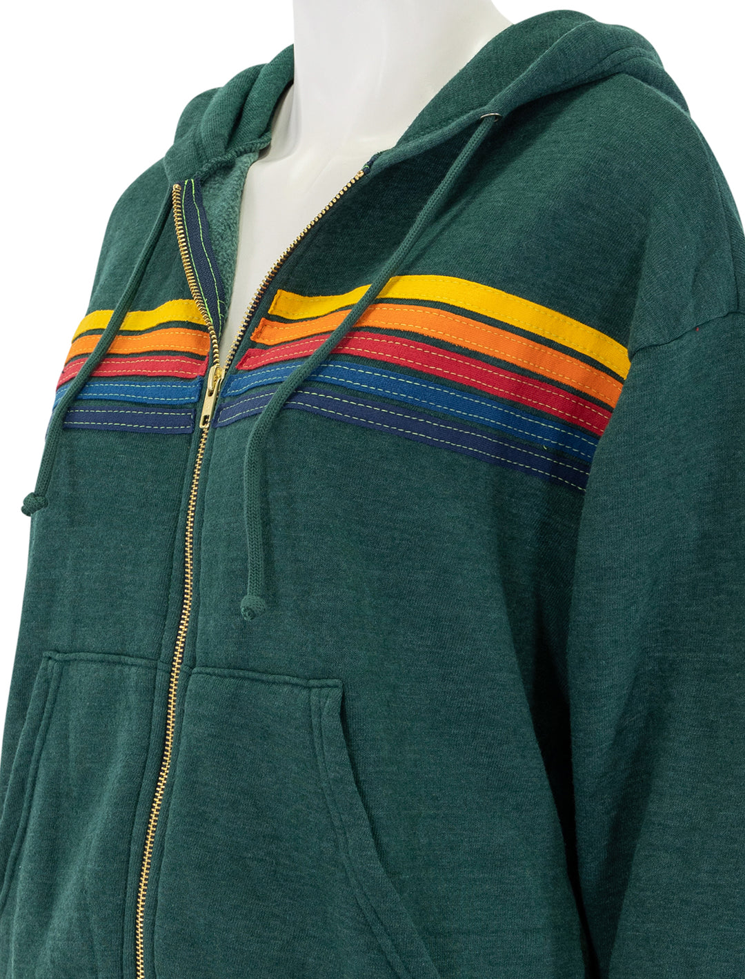 5 stripe zip hoodie in forest