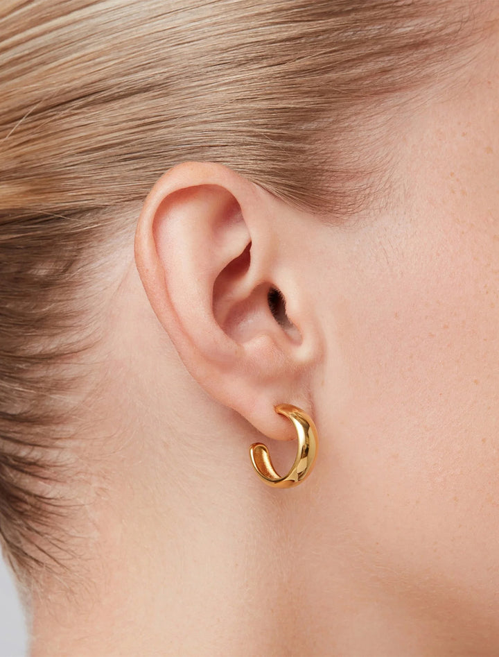 small staple hoops in gold