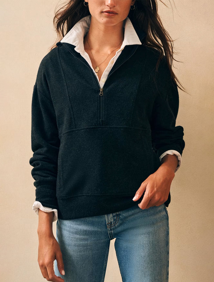 legend lounge half zip sweatshirt in heathered black twill