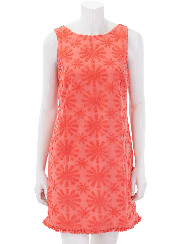 ginger shift in red sunburst jacquard