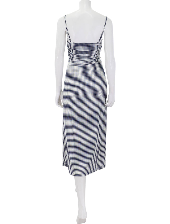 back view of mari dress in navy gingham