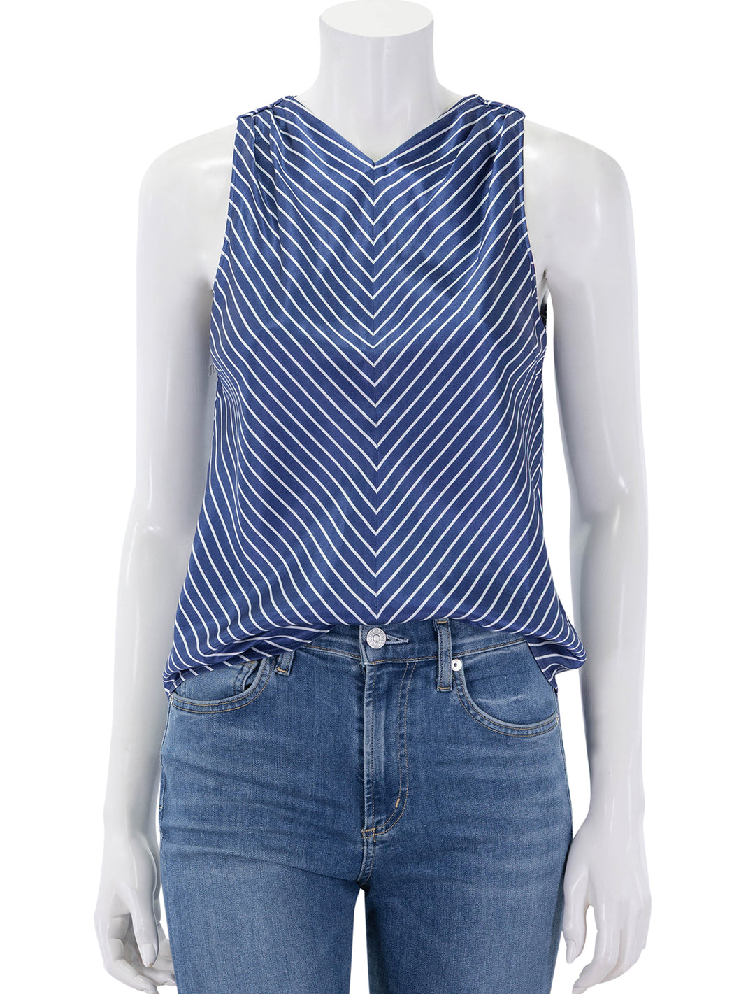 front view of aris top in twilight stripe