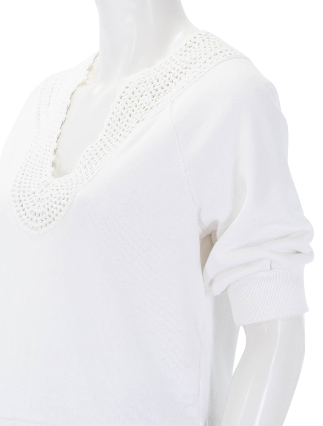 close up view of mariposa top in ivory