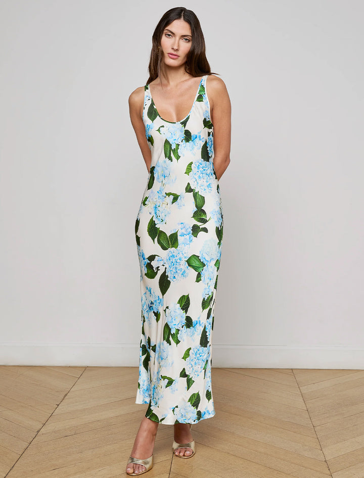 akiya tank dress in hydrangea print