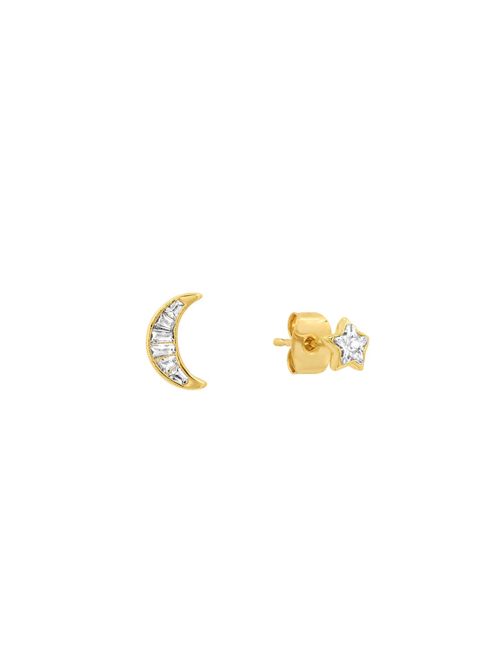 star and moon cz studs