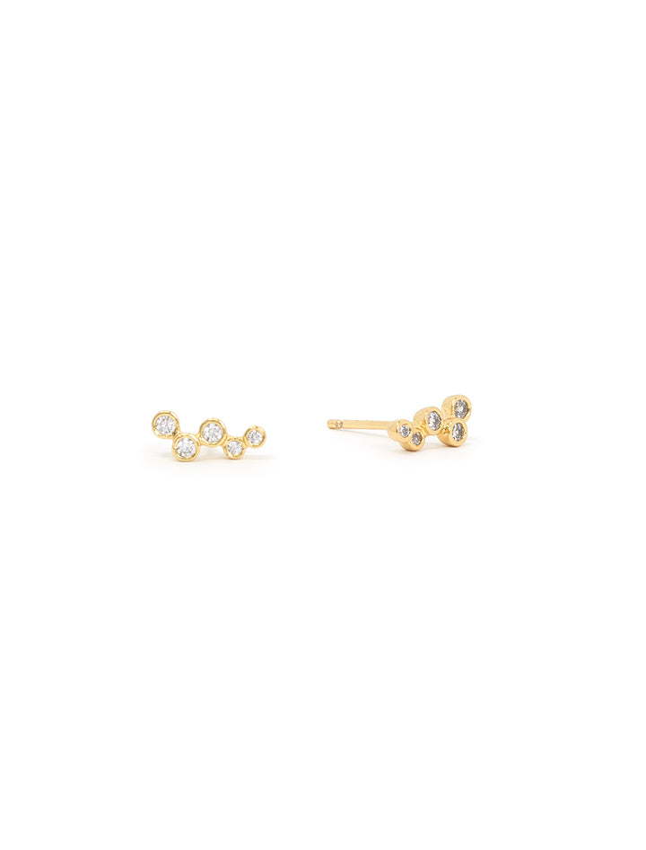 small cz climber post earrings in gold