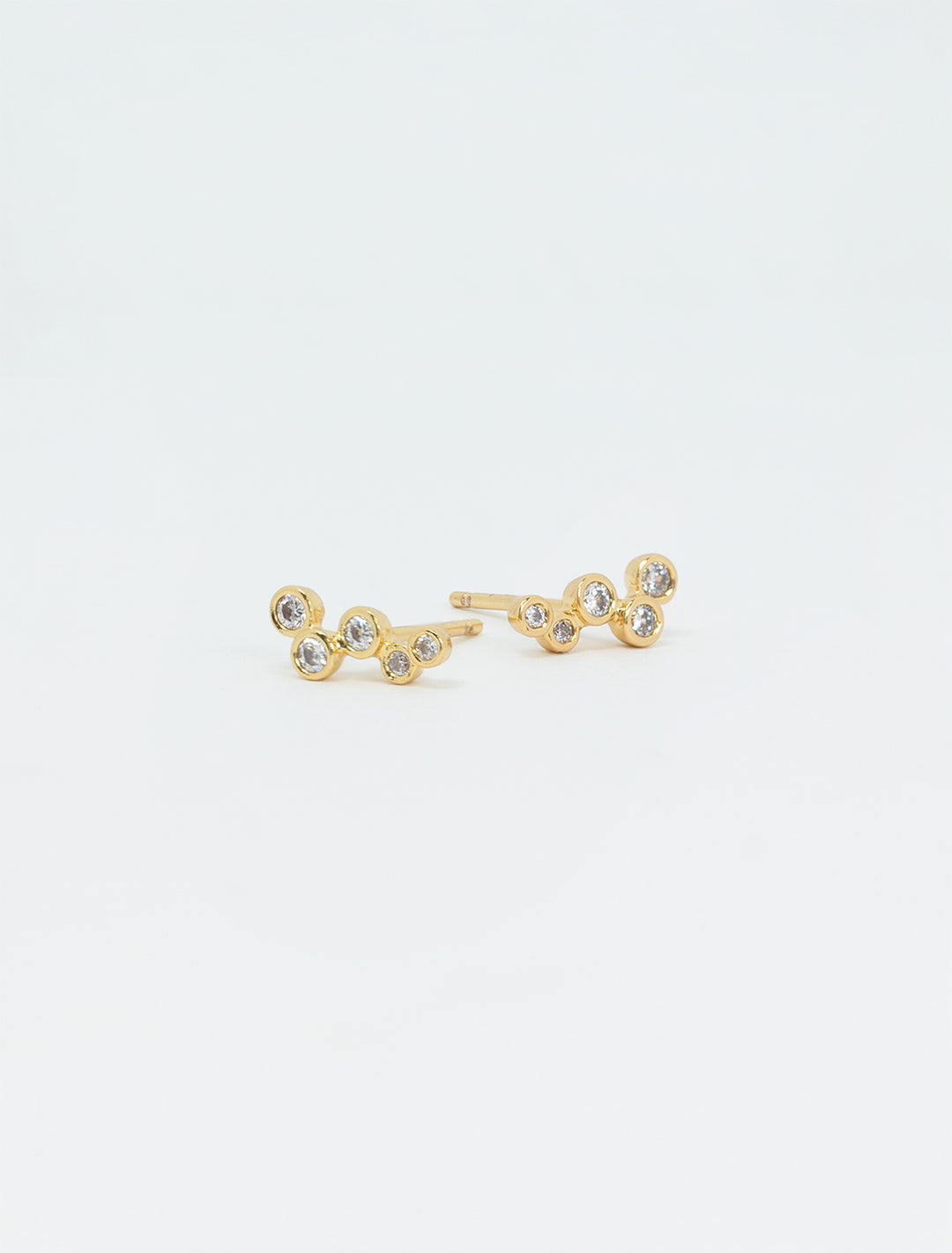 small cz climber post earrings in gold