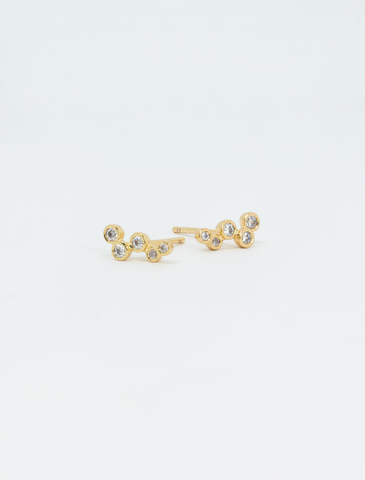 small cz climber post earrings in gold