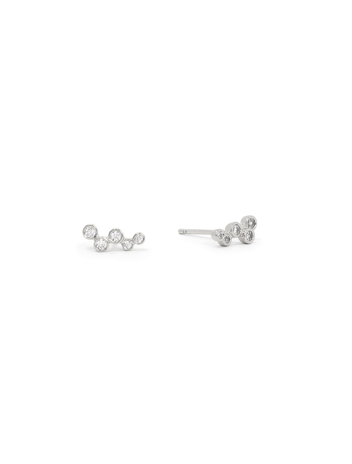 small cz climber post earrings in silver