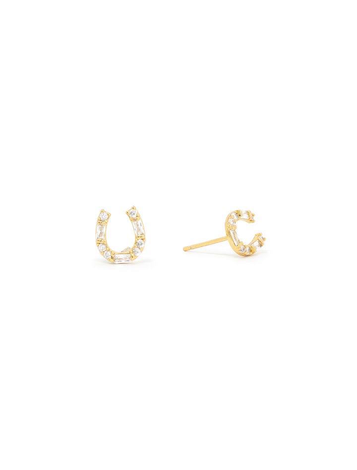 horseshoe studs in gold with cz