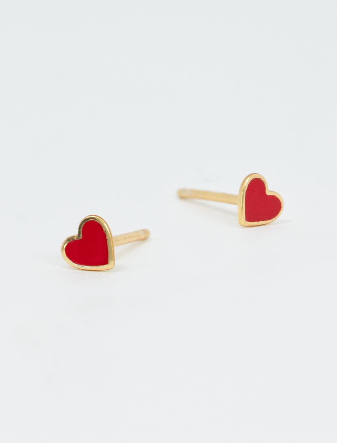 heart studs in red enamel