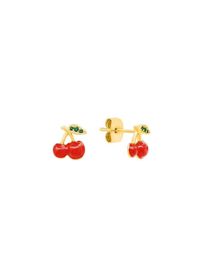 cherry studs with stone accents