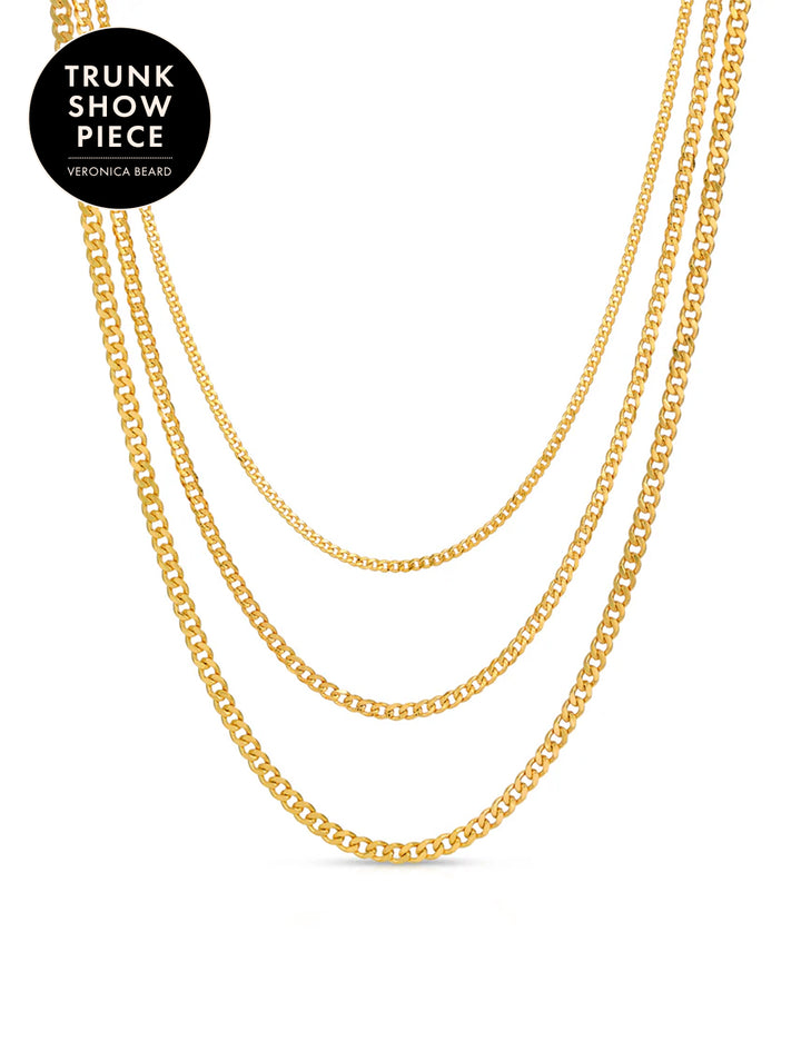 cuban link trio necklace in gold