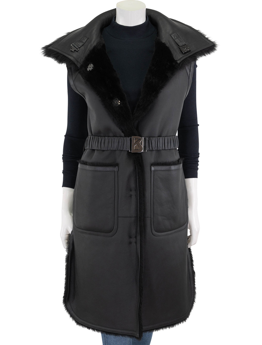 palma reversible lambskin vest in black