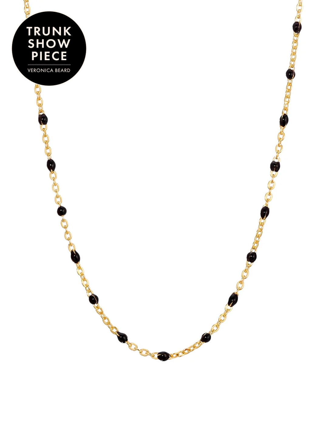 gold filled enamel beaded necklace in black