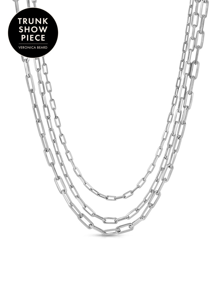 paperclip trio necklace in silver