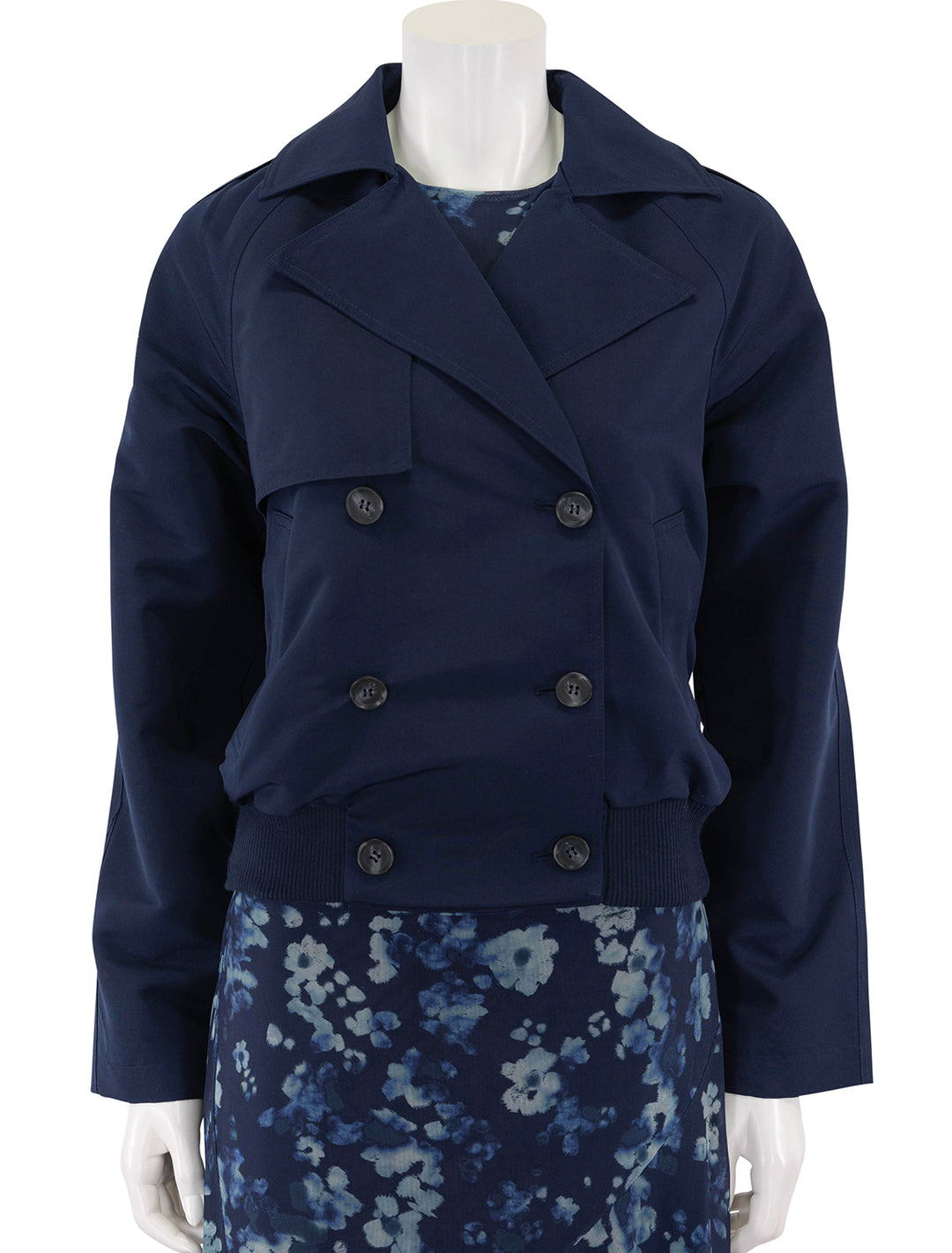 front view of maris jacket in marine blue