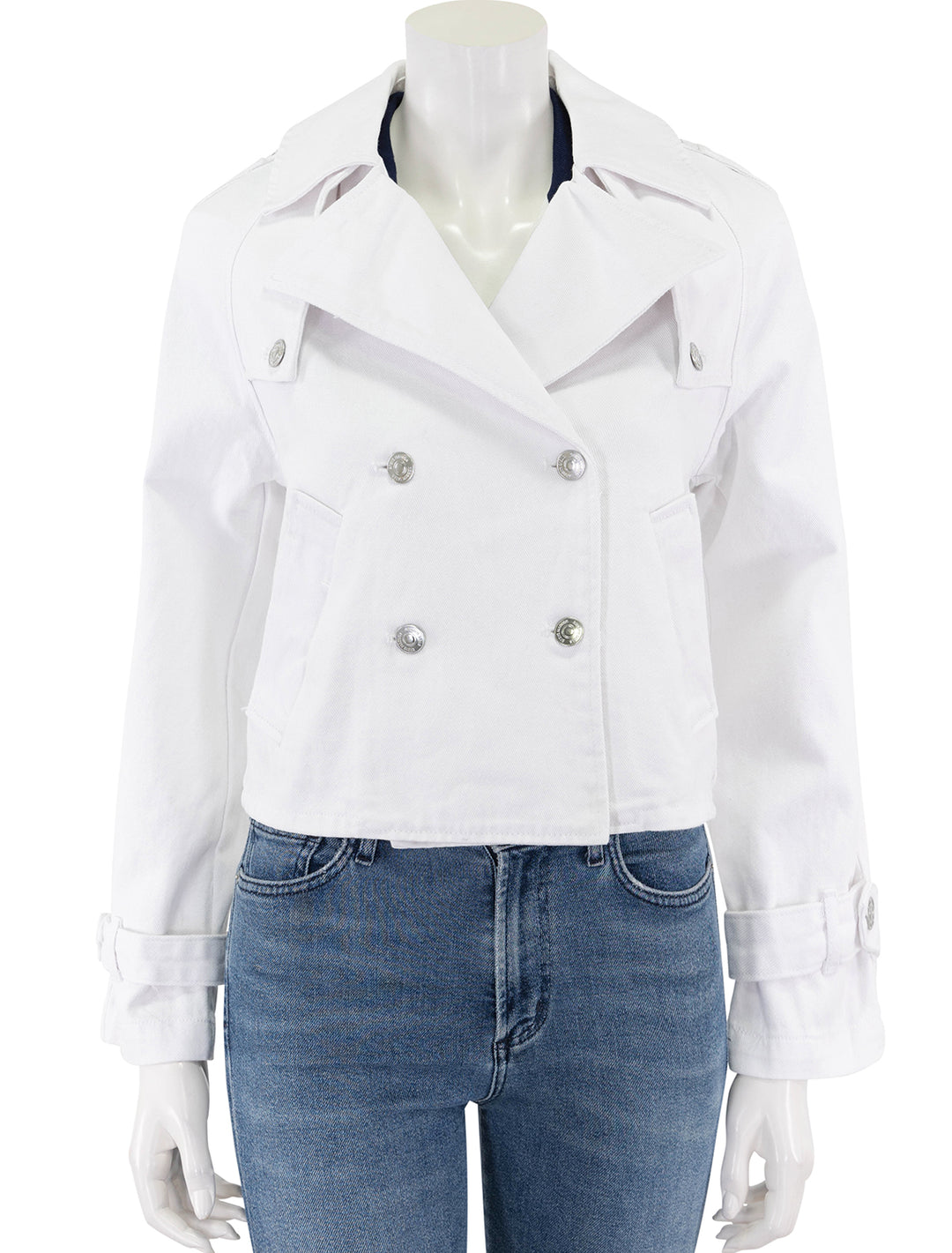 front view of sirus jacket in white