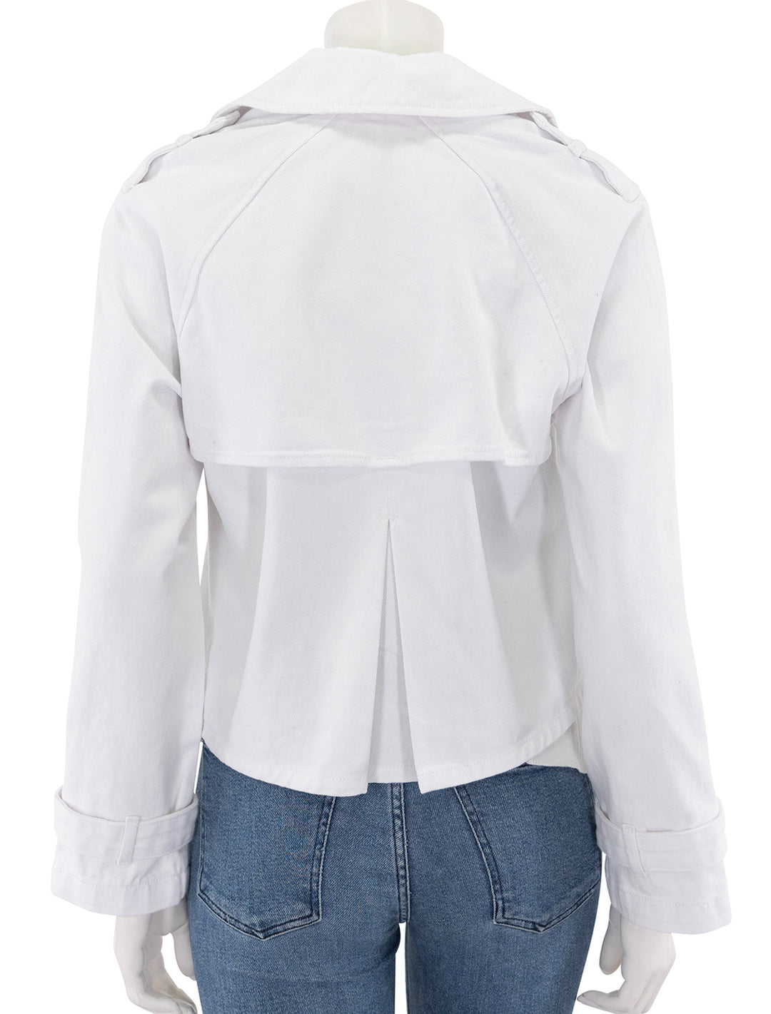 back view of sirus jacket in white