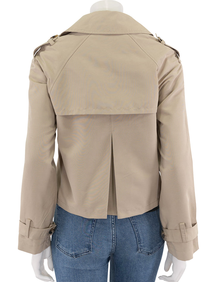 back view of sirus jacket in light khaki