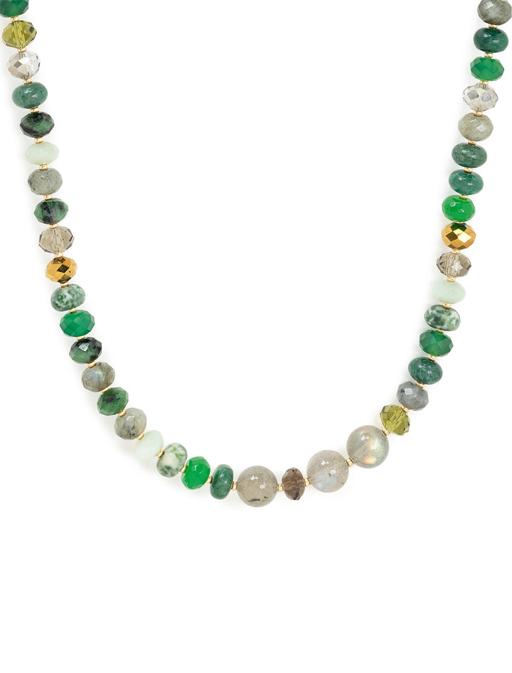 gemmna beaded green and labradorite rondelle necklace