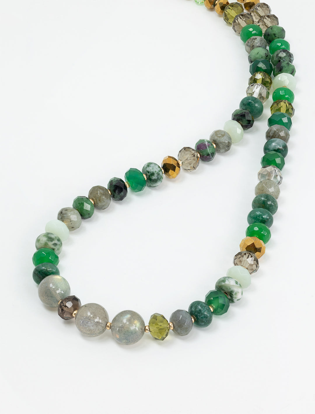 gemmna beaded green and labradorite rondelle necklace